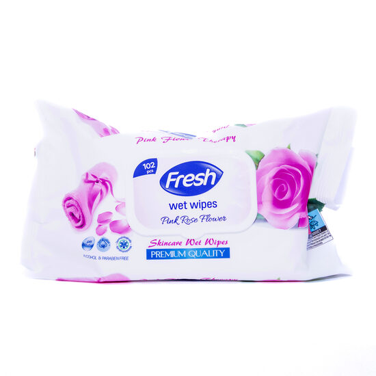 Fresh mitrās salvetes ar rozes aromātu, 102 gab.