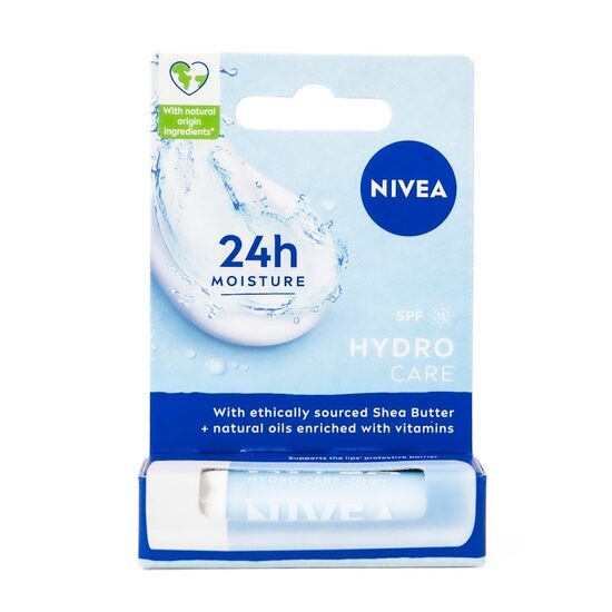 NIVEA Hydro Care lūpu balzams – 24h mitrināšana ar SPF 15