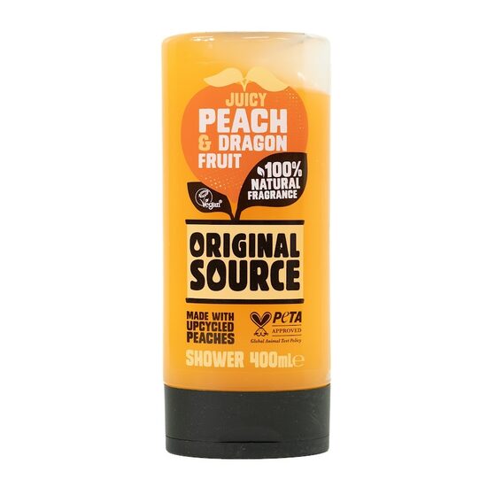 Oriģinālais avots Juicy Peach & Dragon Fruit – dušas želeja (400 ml)