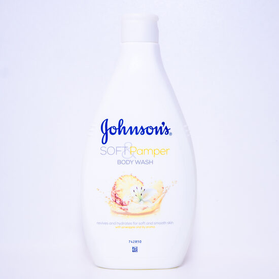 Johnsons Soft & Pamper dušas želeja – Ananāss & Lilija, 400 ml