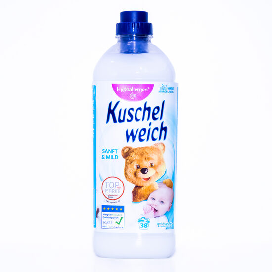 KUSCHELWEICH veļas mīkstinātājs Sanft & Mild jutīgai ādai (balts)1L 38 mazg. reizēm